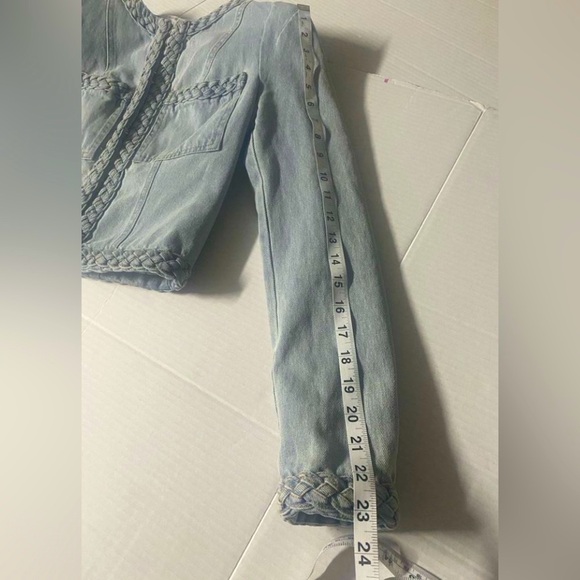 Veronica Beard Arrowe Glacier Blue Denim Jacket with Braided Trim Sz 00 - Picture 8 of 16